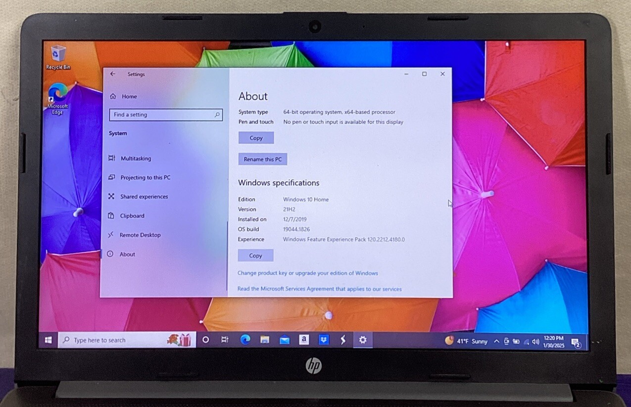 HP 15-DB0046NR 1TB Win 10 Home 4GB AMD A9 3.10GHz Black Laptop