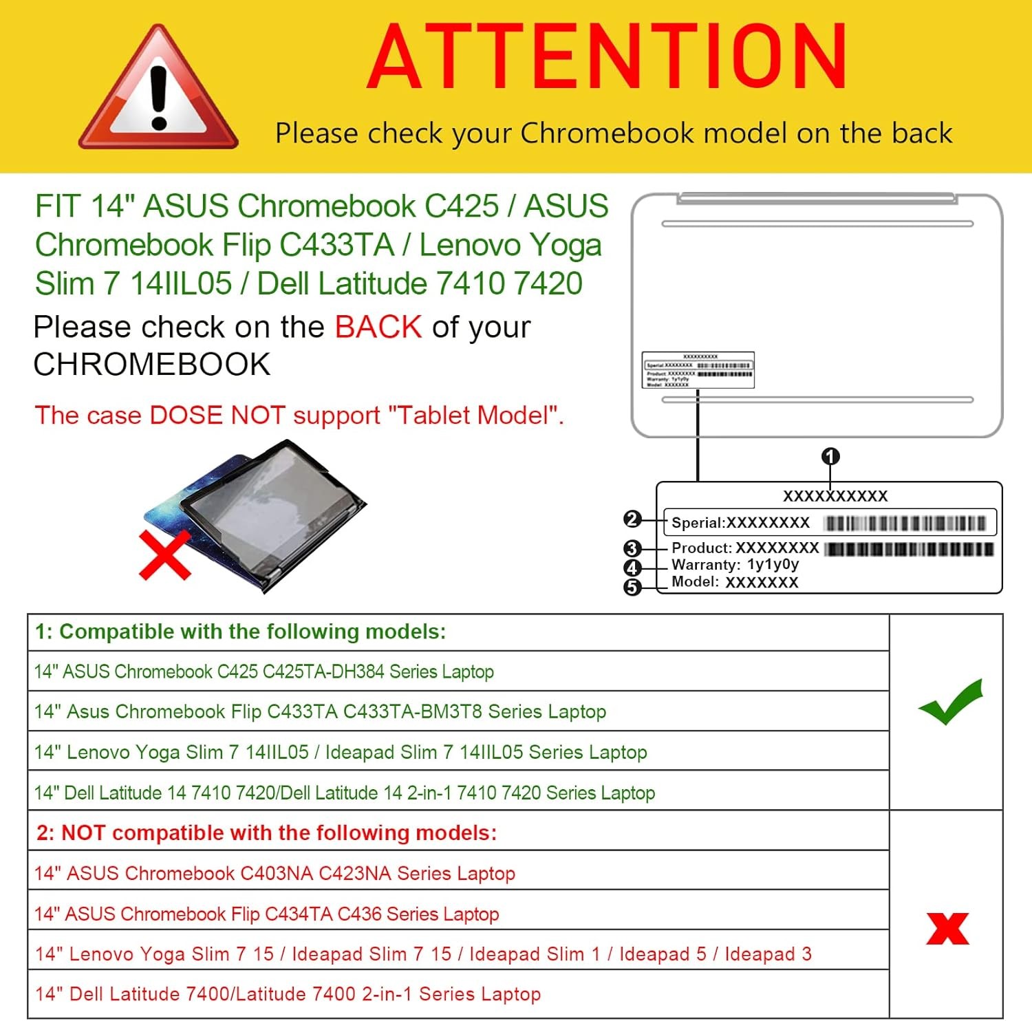 Premium PU Leather Portfolio Book Cover for 14″ ASUS Chromebook Flip C433TA / C4