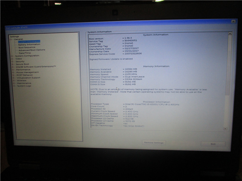 Dell Latitude E7470 Laptop i5 6300U 2.4GHz 16GB RAM 256GB SSD Windows 8 Pro COA