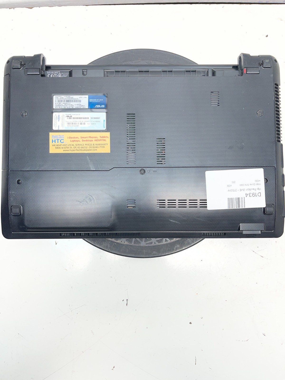 HP Pavilion DV6-2152NR Intel Core i3 M 330 2.13GHz 4GB NO HDD