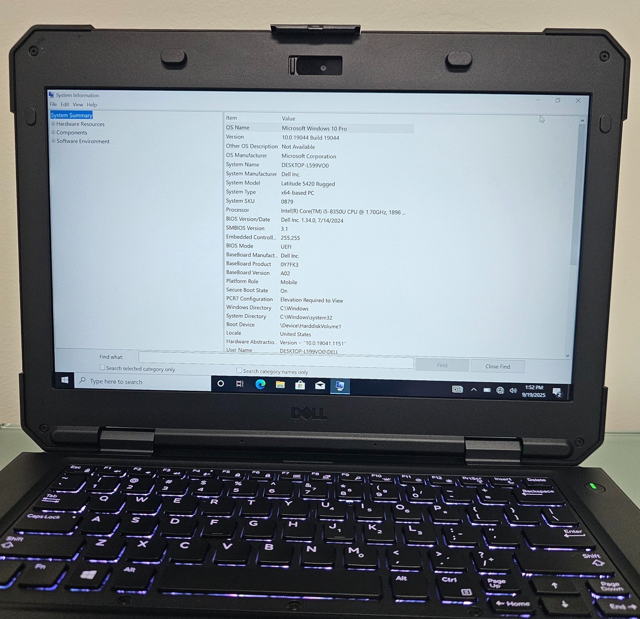 Dell Latitude 14 Rugged 5420 Laptop i5-8350U 16GB 256GB WEBCAM BLACK