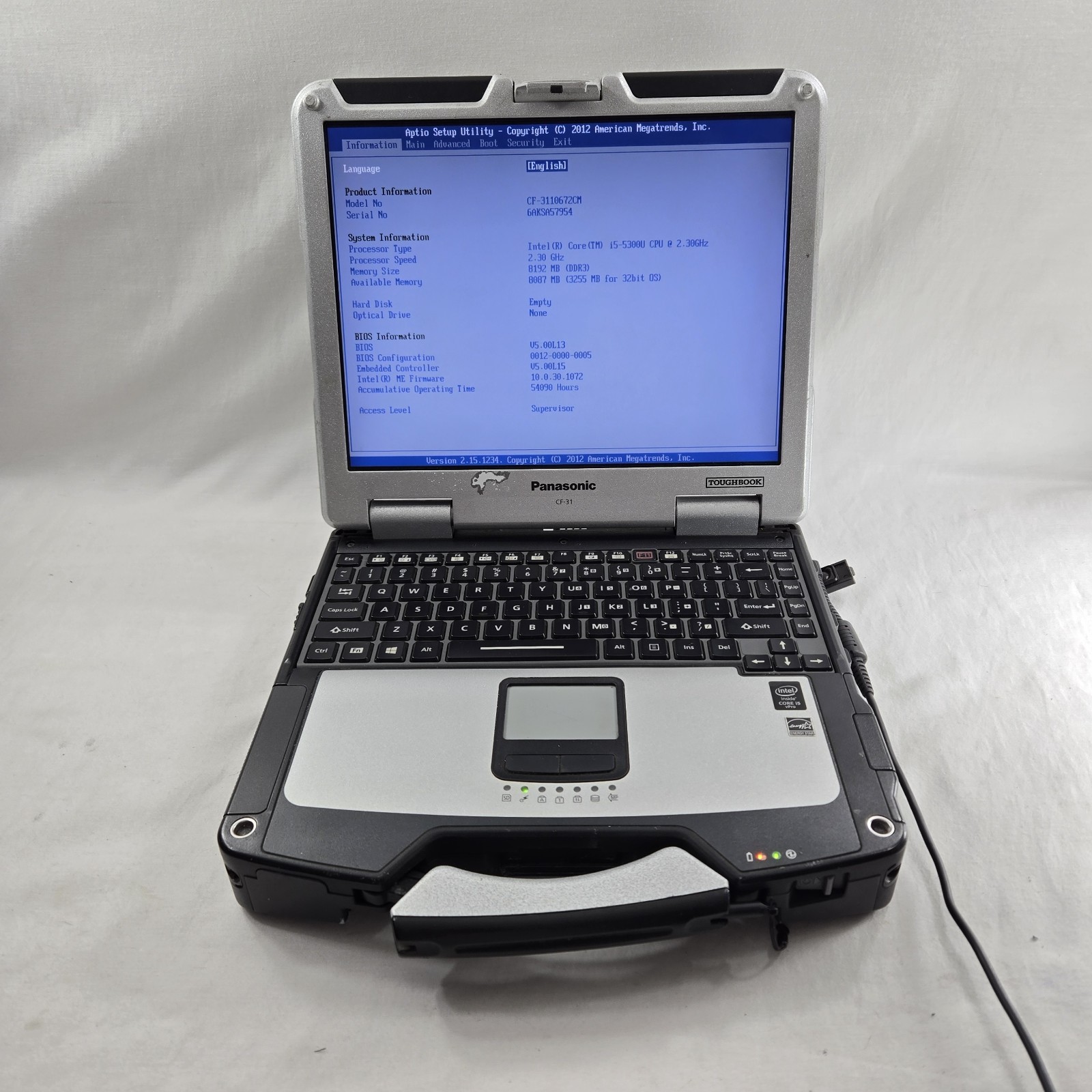 Panasonic Toughbook CF-31 MK5 i5-5300U 2.30GHZ 8GB RAM — No HDD & No OS — READ