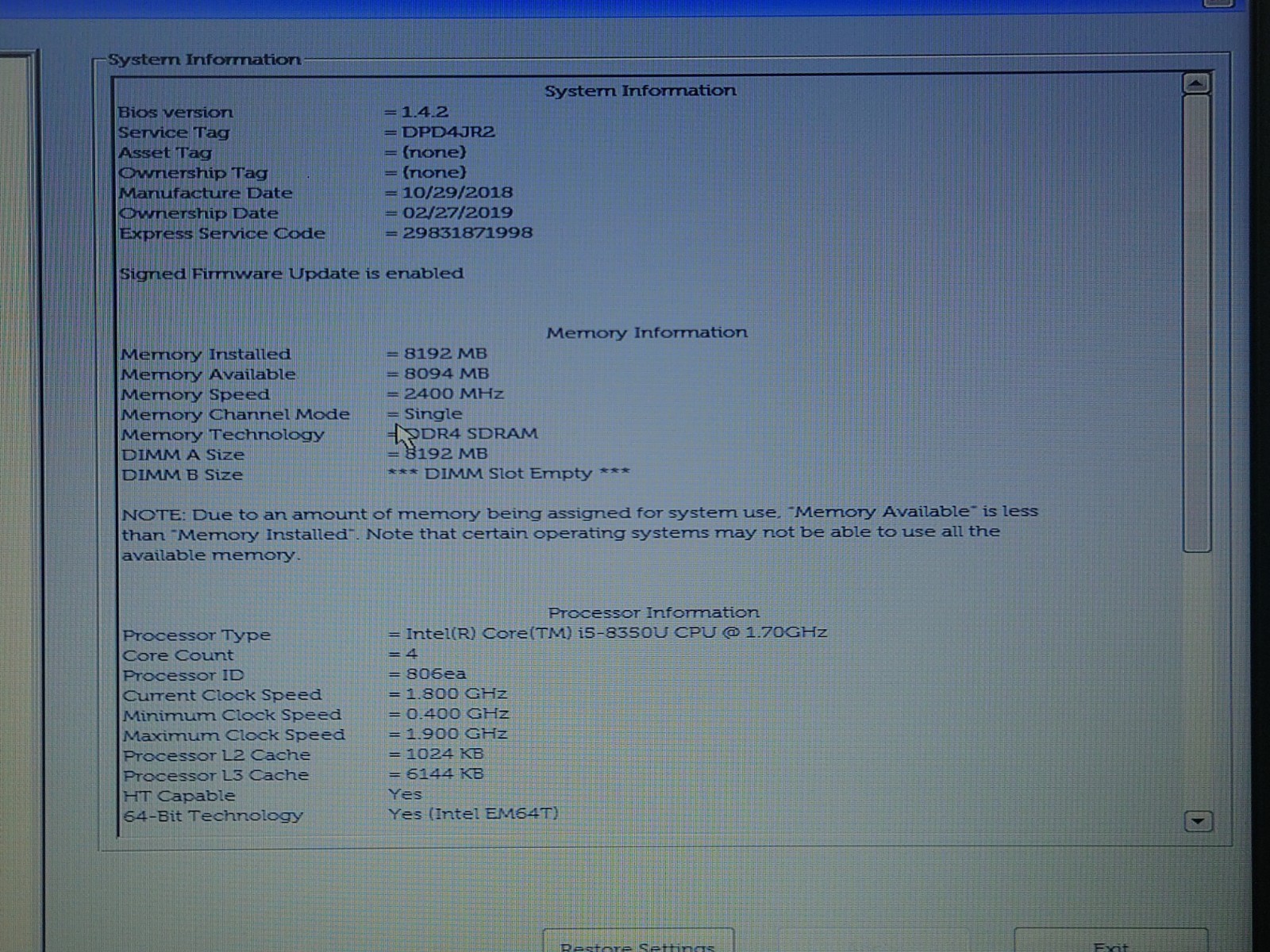 Dell Latitude 5590 15.6″ HD i5-8350U 8GB RAM No OS/SSD