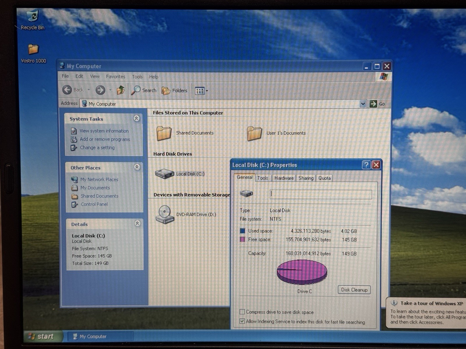Dell Vostro 1000 Laptop AMD Turion 64 X2 1.9GHz 2GB RAM 160gb HDD Windows XP