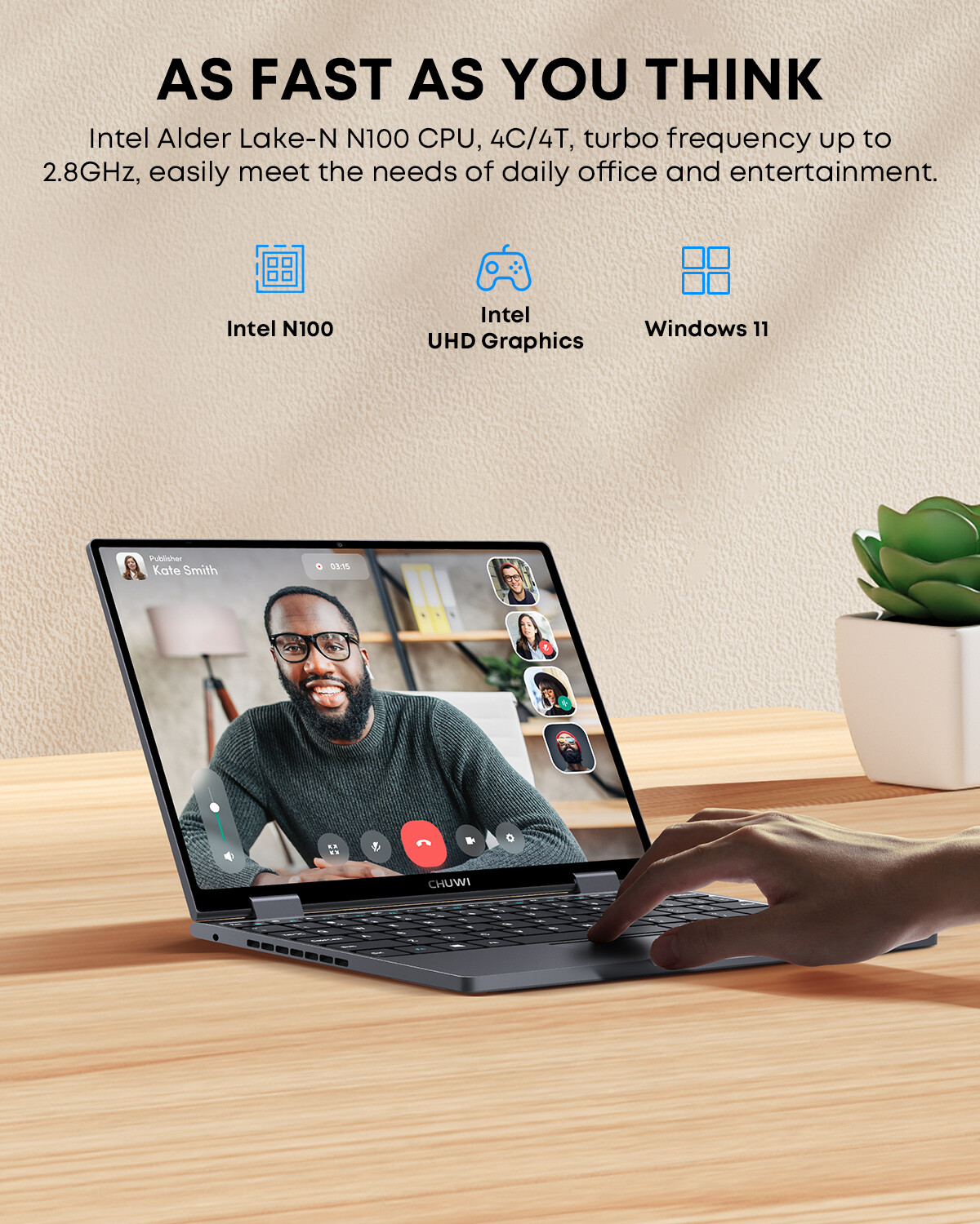 CHUWI 10.51” MiniBook X Windwos 11 Intel N100 Touchscreen Laptop 12G+512G SSD