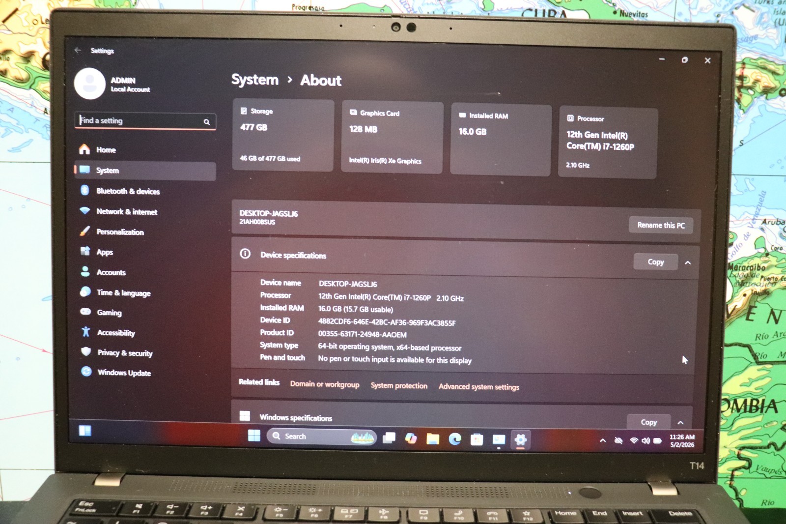 Lenovo ThinkPad T14 Gen 3 FHD+ 2.1 GHz i7-1260P 16GB 512GB SSD None T