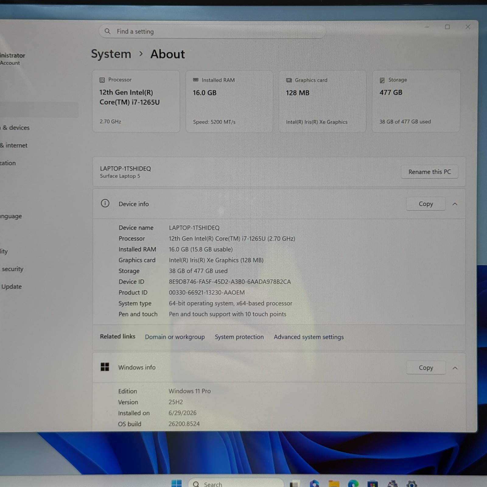 Microsoft Surface Laptop 5 1979 13.5 i7-1265U 2.7GHz 16GB RAM 512GB SSD GOOD