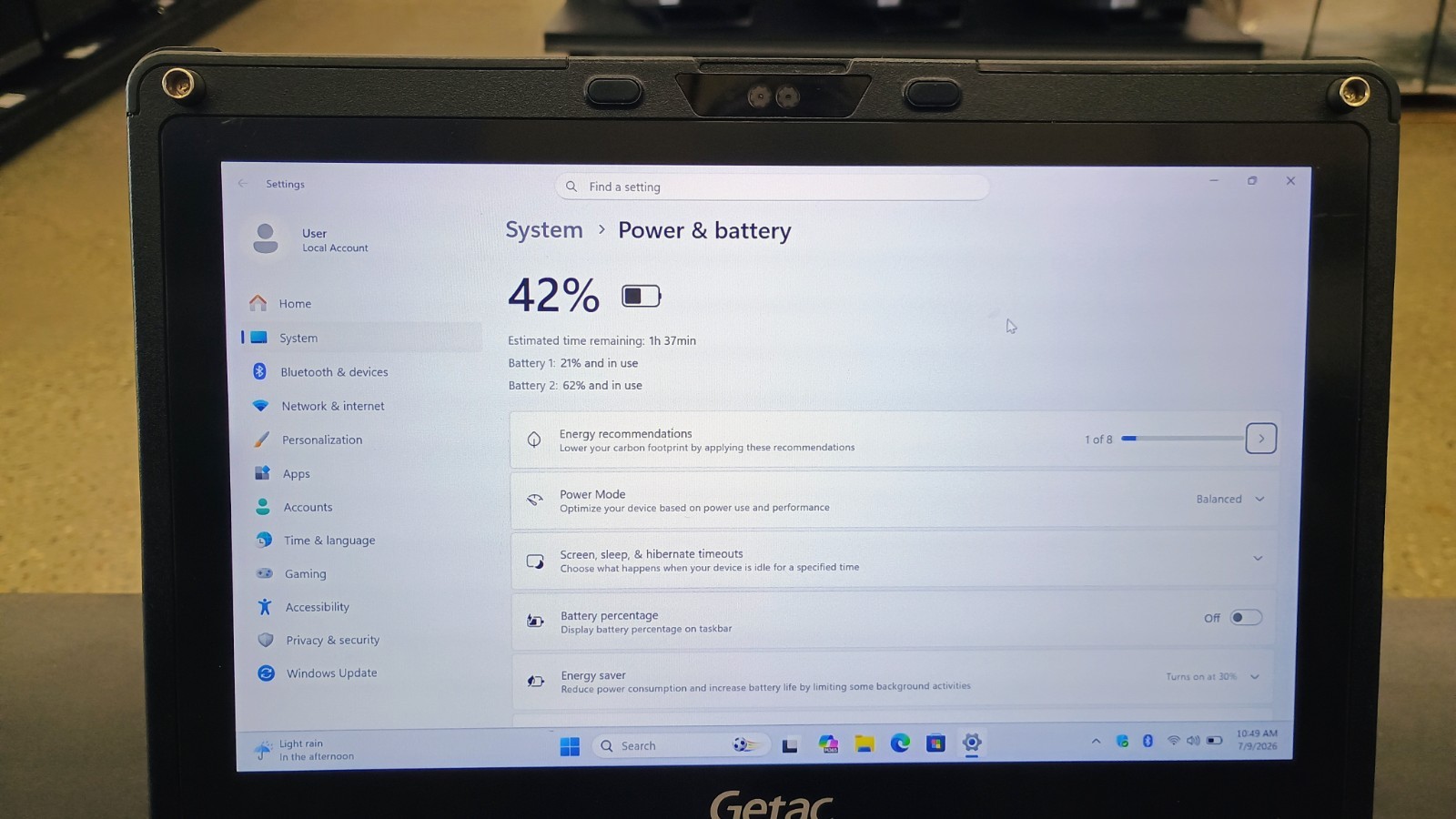 Getac V110G6 Quad Core i5-10210U 1.60GHz – 256GB SSD – 16GB – Win 11 Pro – Read