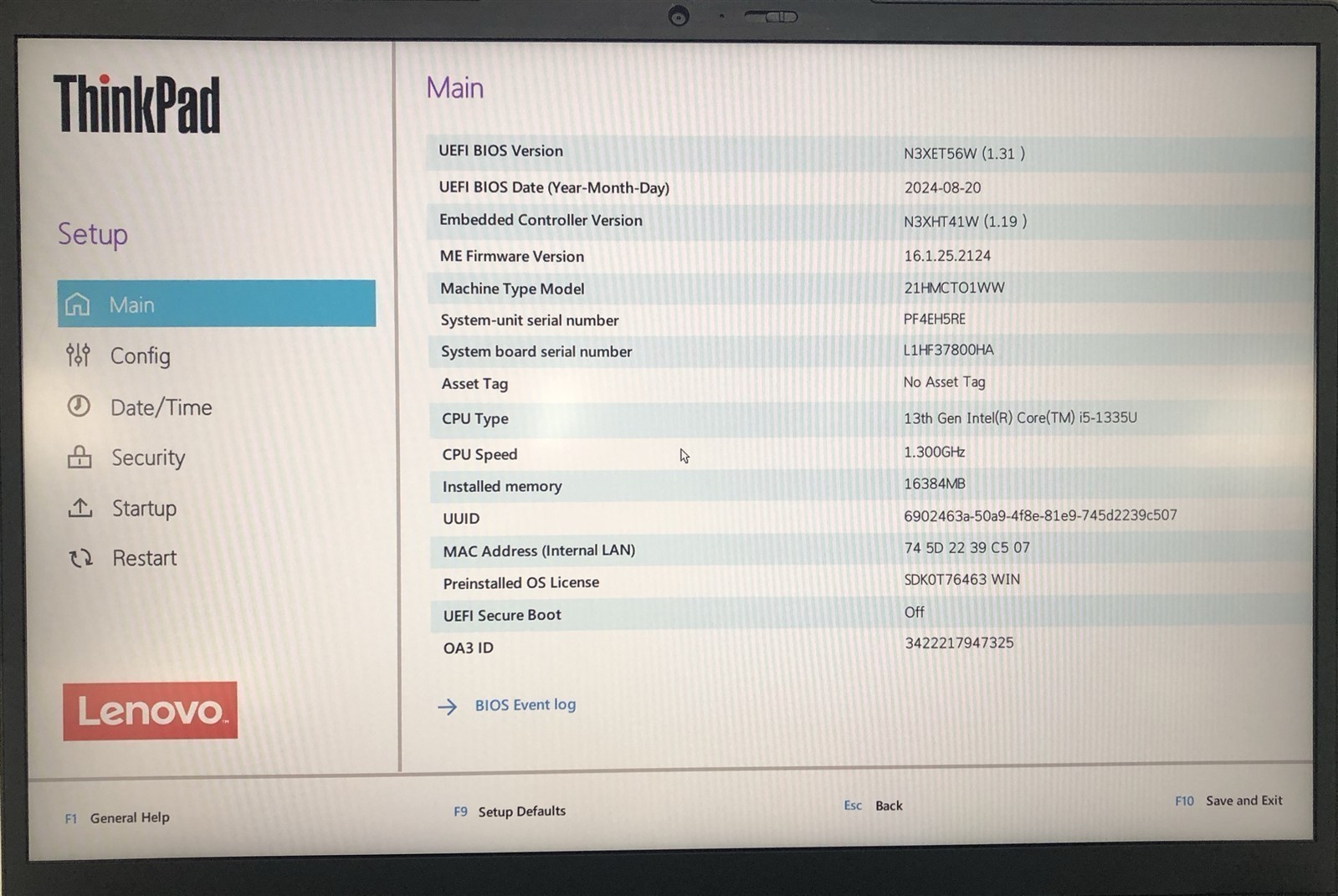 Lenovo ThinkPad X1 Carbon Gen 11: Intel Core i5-1335U 1.30GHz – 16GB – 256GB
