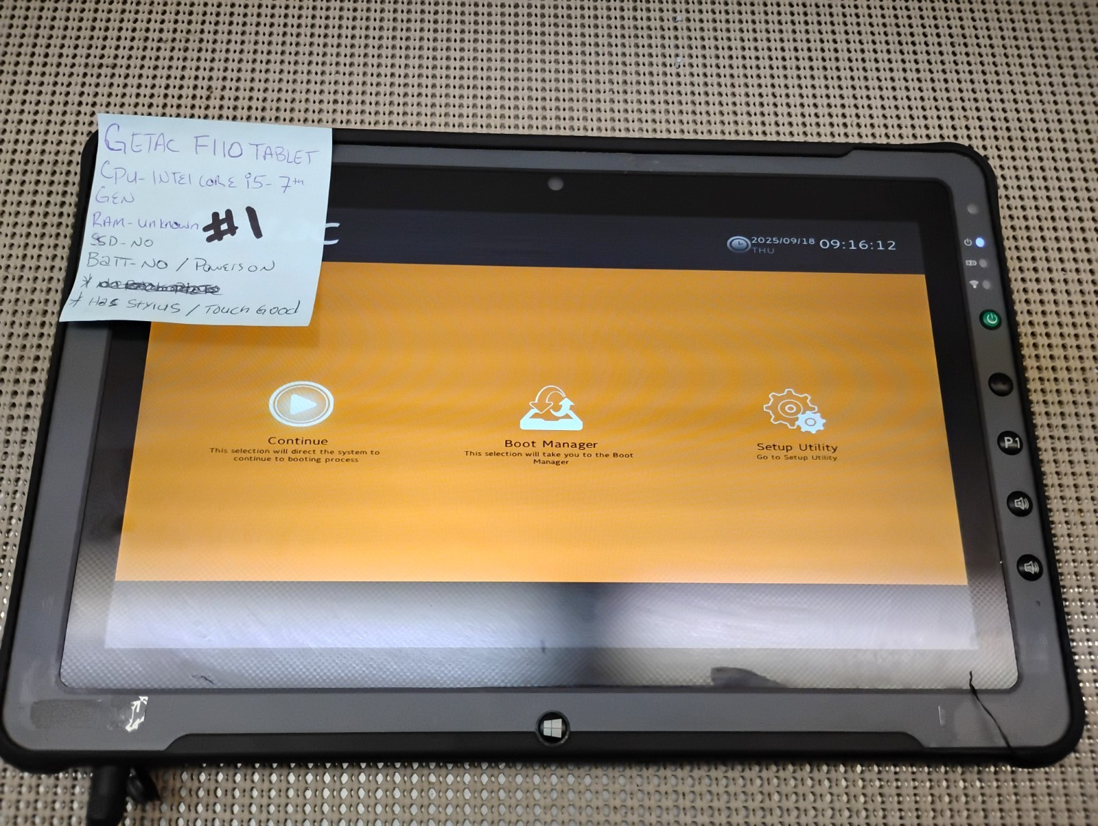 GETAC F110 INTEL CORE I5 7TH GEN 8GB RAM NO HD/BATTERY OR POWER CORD PARTS ONLY