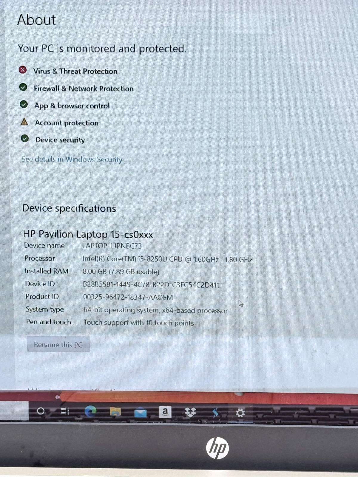 HP 15-CS0079NR Laptop Core i5 8GB RAM 1TB 15.6-Inch