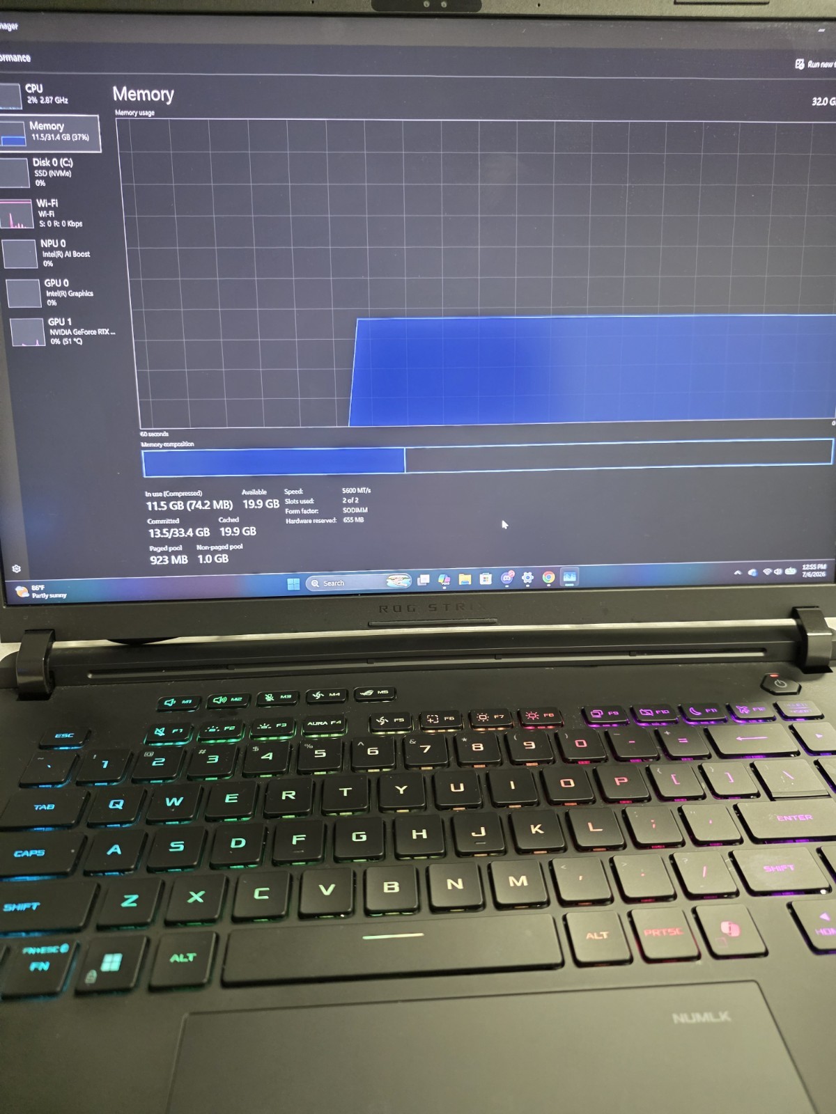 ASUS ROG Strix G 16in RTX 5080 32GB RAM 2TB SSD CPU ULTRA 9 275HX