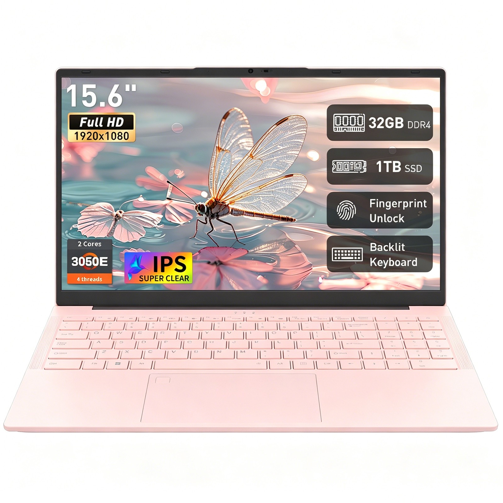 15.6″ IPS 1080P Laptop Athlon 3050E 32GB + 1TB SSD Full Function Type-C Notebook