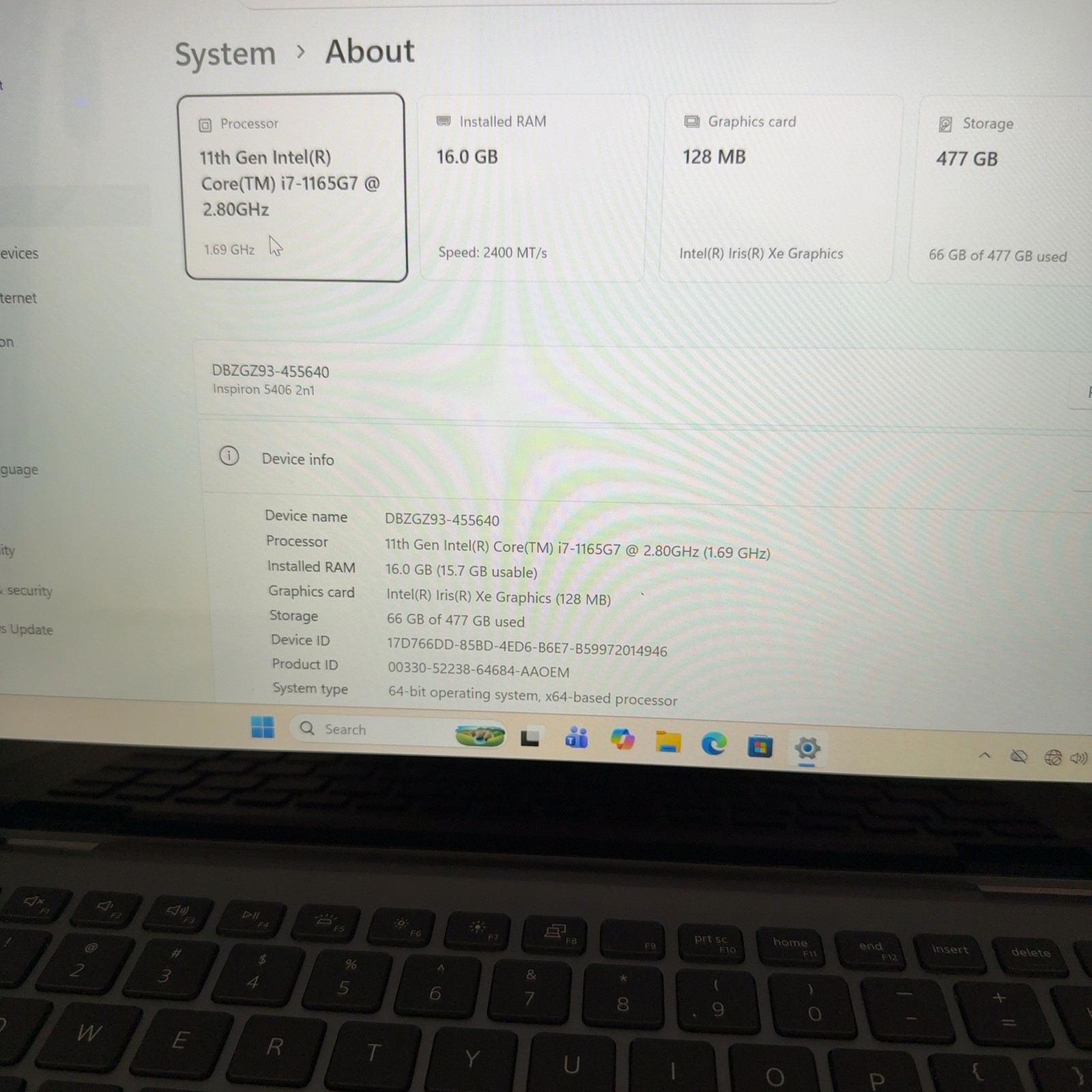 Dell Inspiron 5406 2-in-1 Laptop i7-1165G7 16GB RAM 512GB SSD Win 11 Touch