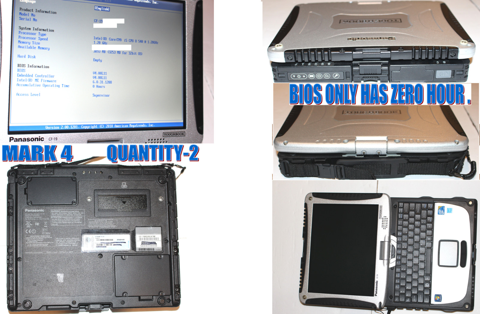 Panasonic Toughbook CF-19 MK4 i5 8GB✔️TOUCH✔️0 HR ✔️NEW 512 SSD✔ WIN7 PRO 64BIT✔