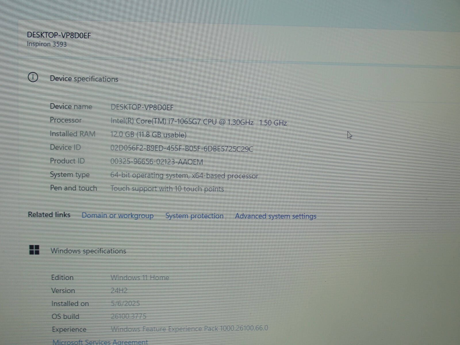 Dell Inspiron 3593 15.6” TOUCH FHD Core i7-1065G7 1.3GHz 12GB 1TB HDD + Charger