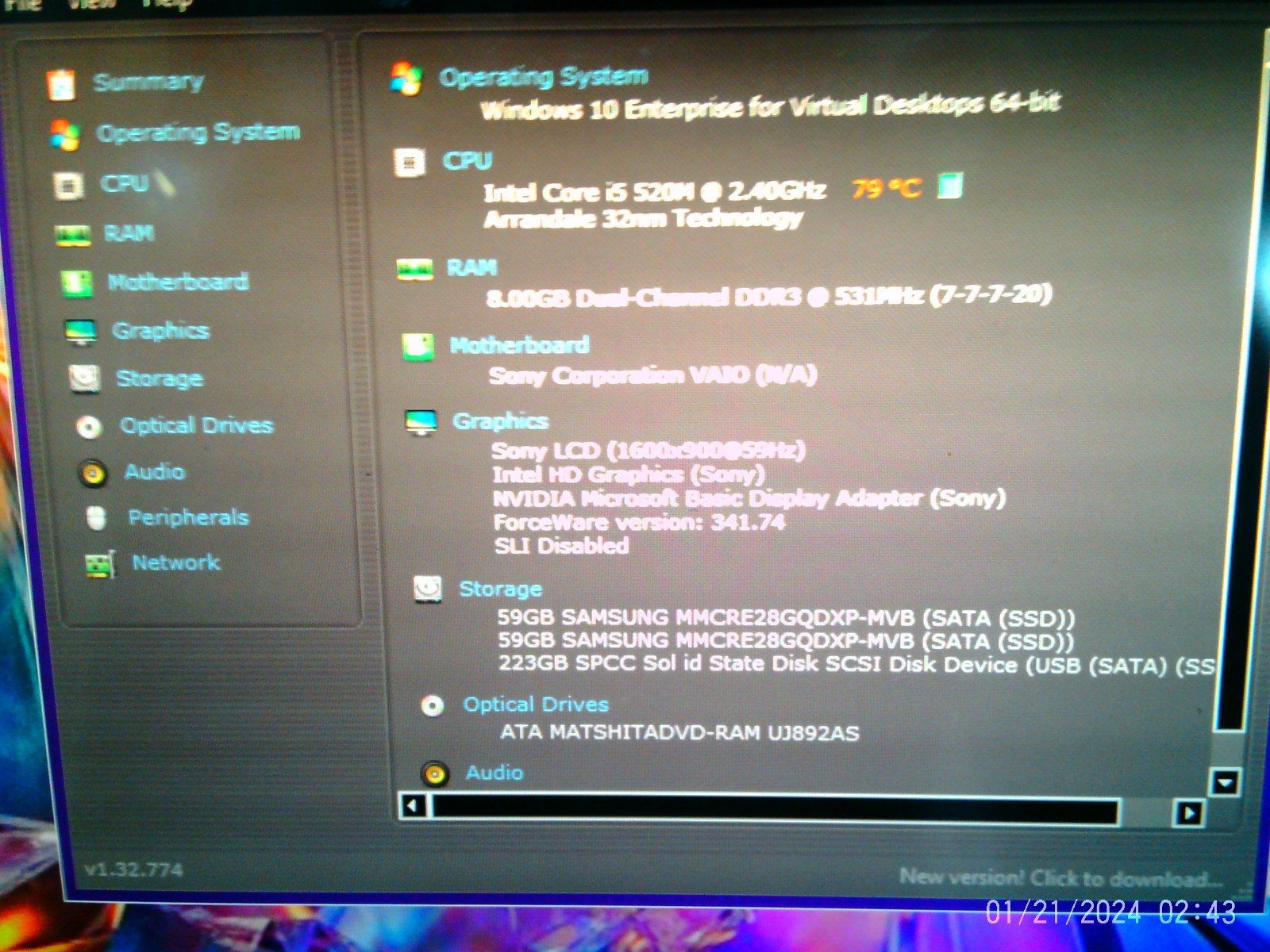 Sony Vaio WATHET BLUE vpcz112gx,i5 2.4-2.93ghz,128-250gbssd,16gb,13.3″hd