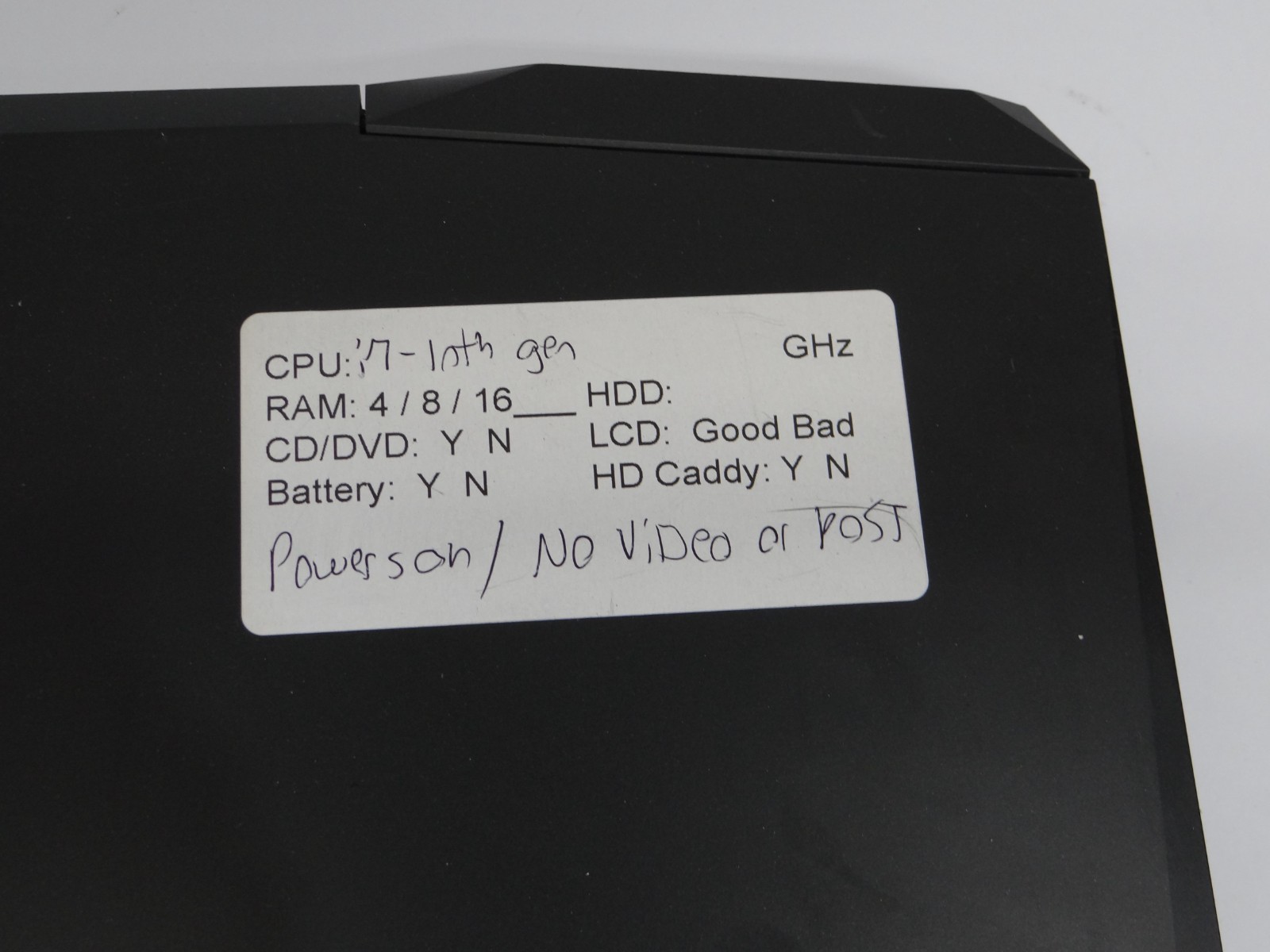 HP PAVILION 17T-CD100 – Powers ON – NO VIDEO OUTPUT Nvidia GTX 10th Gen i-Series