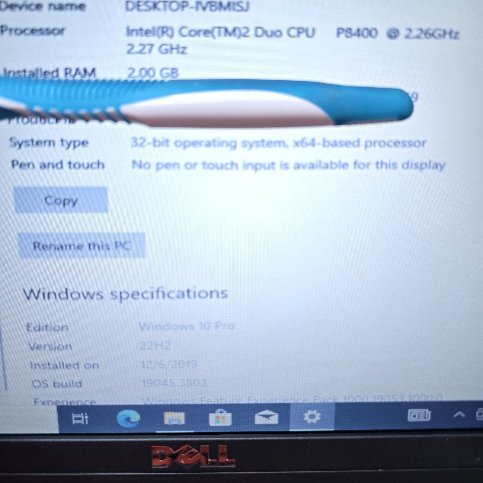 Dell Latitude E5500 Laptop Windows 10 Pro 32 Bit 15.4in No Charger Parts