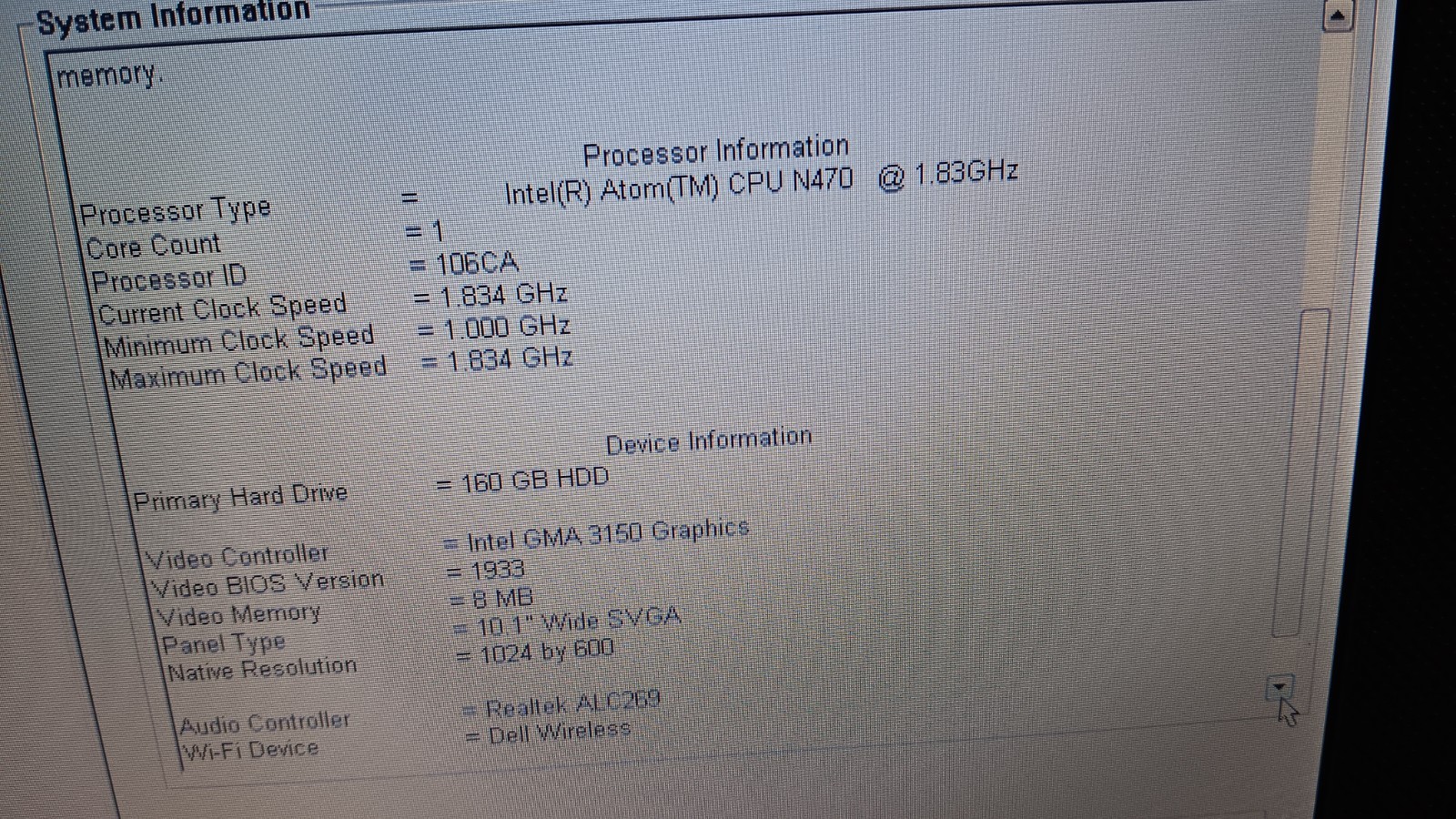 Dell Latitude 2110 Laptop Intel Atom N470 @ 1.83GHz 2GB 10.1″ LCD Windows XP pro