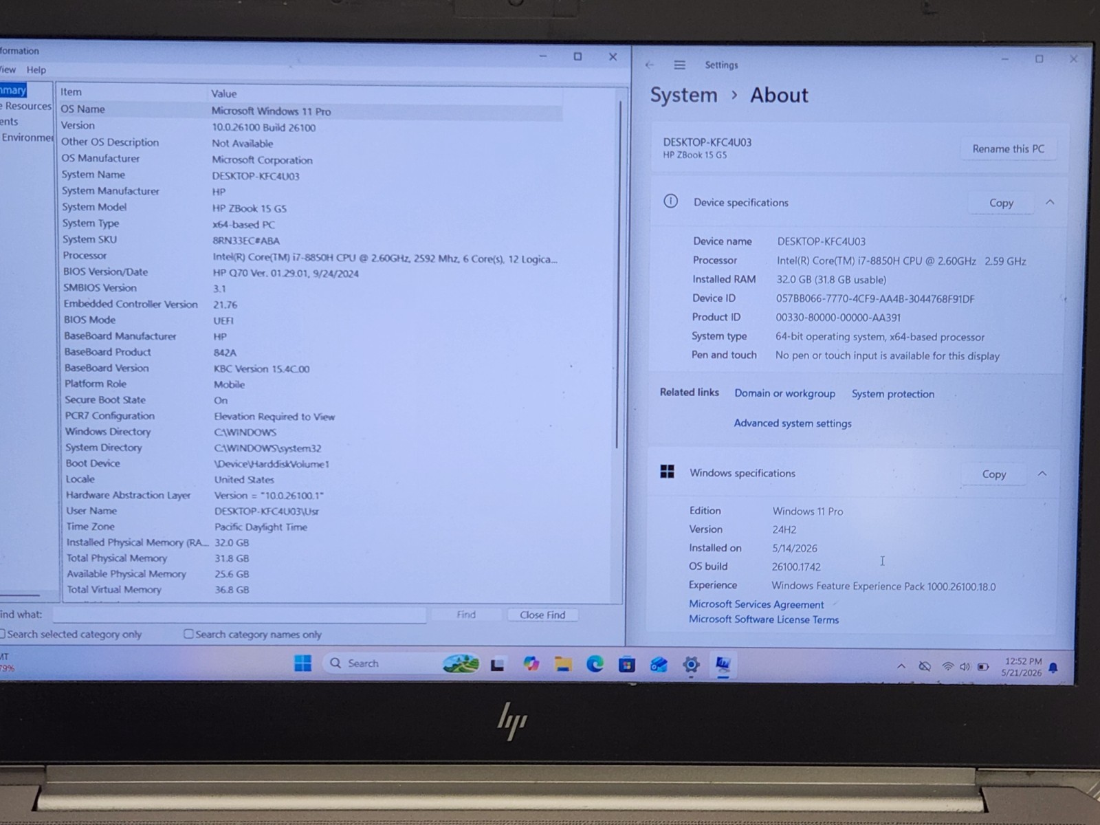 HP ZBook 15 G5 15.6″ i7-8850H 2.6Ghz 32GB RAM 512GB M.2 NVMe P2000 W11P *READ*