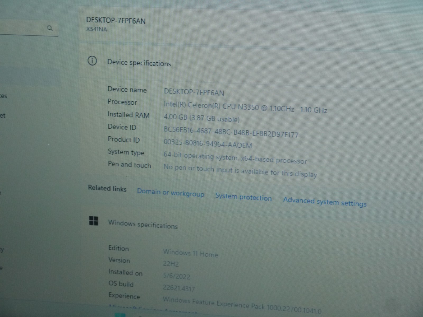 ASUS VivoBook X541NA 15.6″ Laptop – Celeron N3350 / 4GB / 500GB – Dead Battery