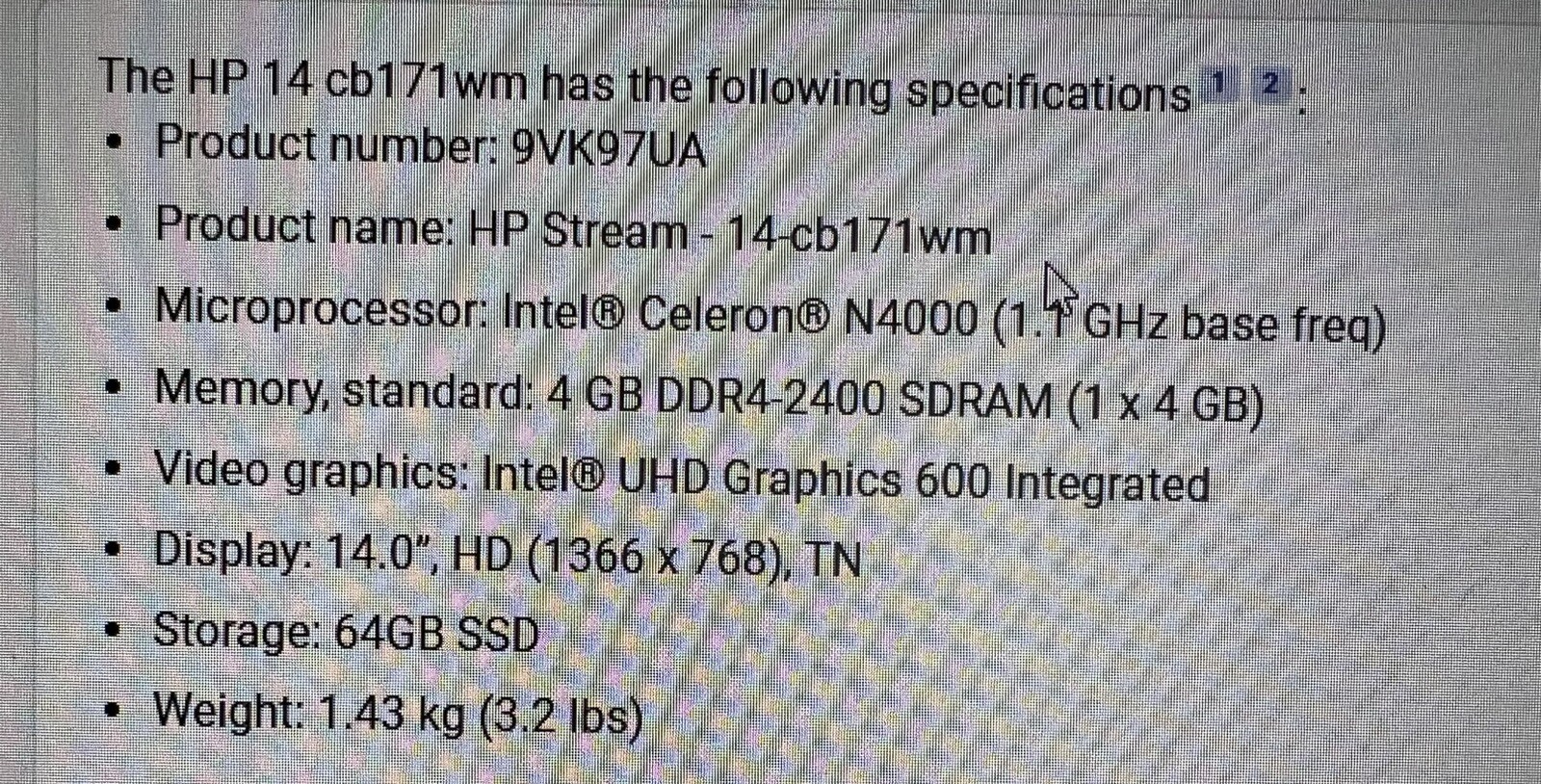HP Stream – 14-cb171wm 64GB SSD 14.0”, HD (1366 x 768),TN Slightly Used Blue OBO