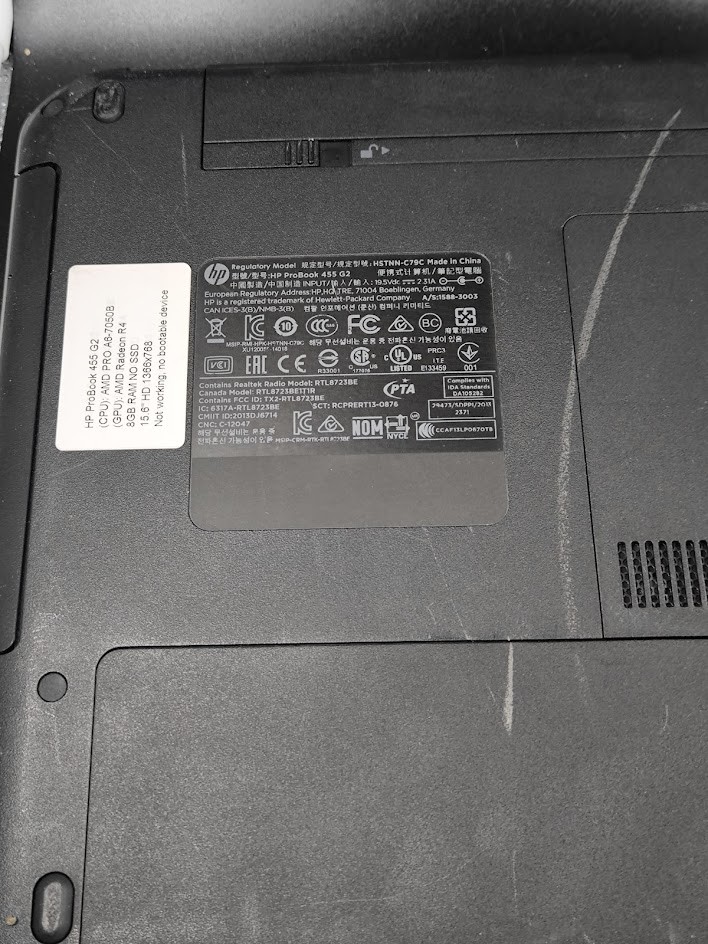 HP ProBook 455 G2 Laptop – No Charger Cosmetic Wear Working
