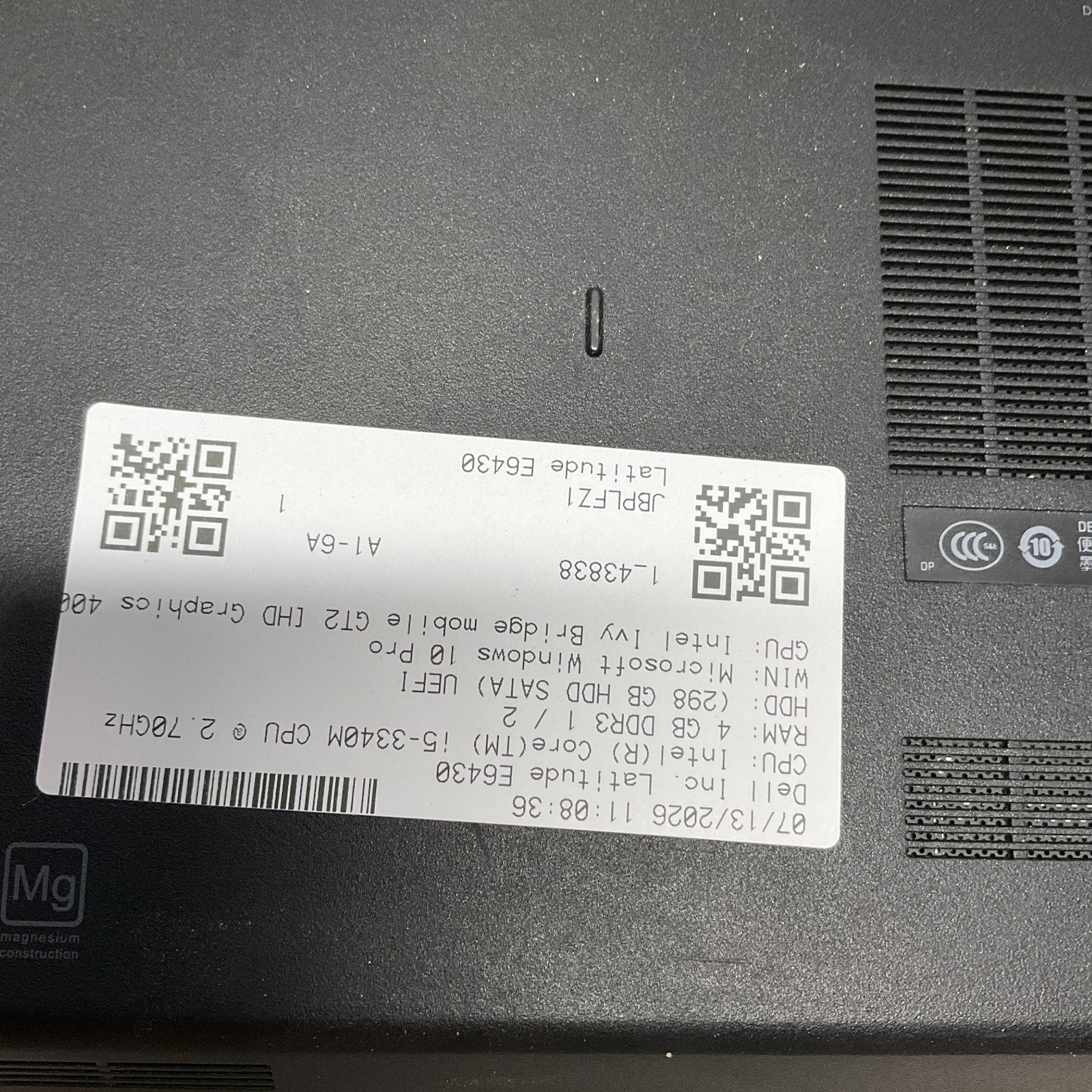 Dell Latitude E6430 Intel Core i5-3340M 2.70GHz 4GB 320GB HDD Windows 10 READ