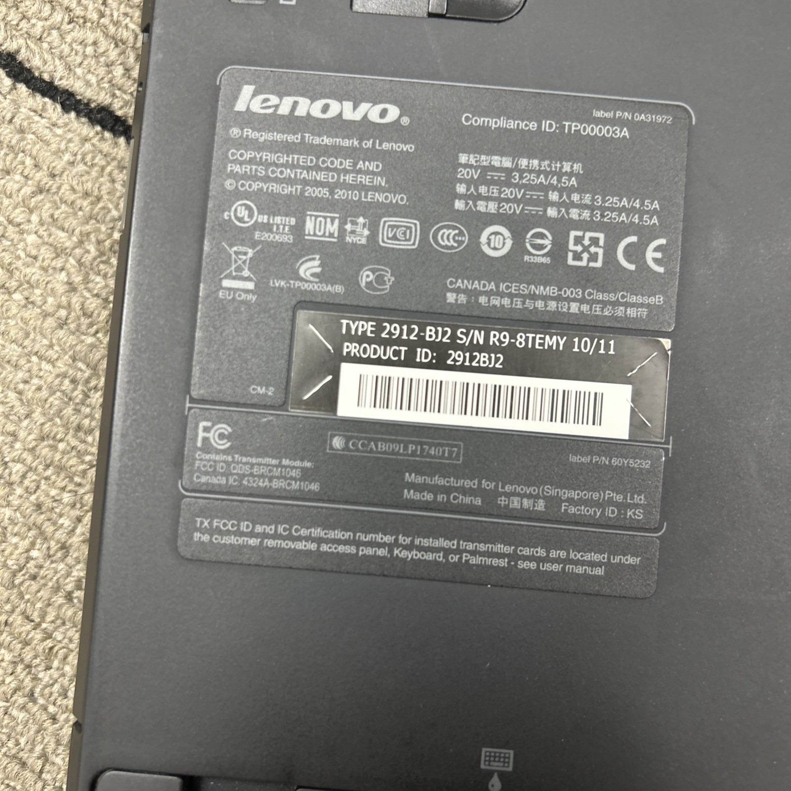 Lenovo Thinkpad T410s missing back panel & internal storage drive(Boots to BIOS)