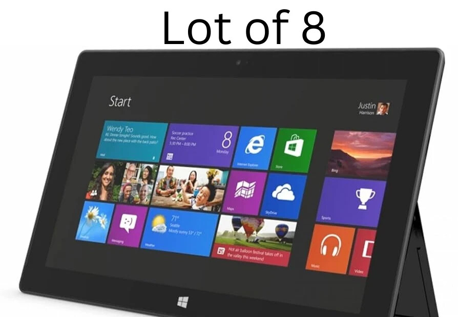 (8) Microsoft Surface RT 1516 10.6 NIVDIA Tegra 3 2GB DDR3 32GB SSD Win RT 8.1