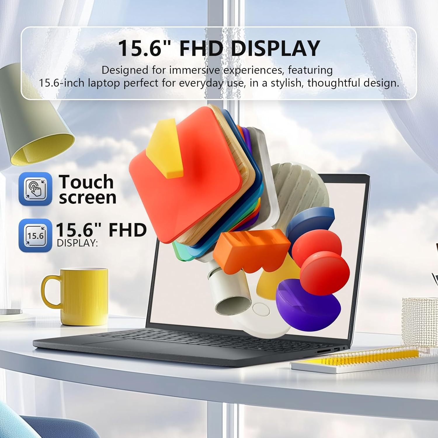 15.6″ Touch FHD Dell Inspiron Laptop Ryzen 7 7730U 32GB RAM 1TB SSD Win 11 Pro