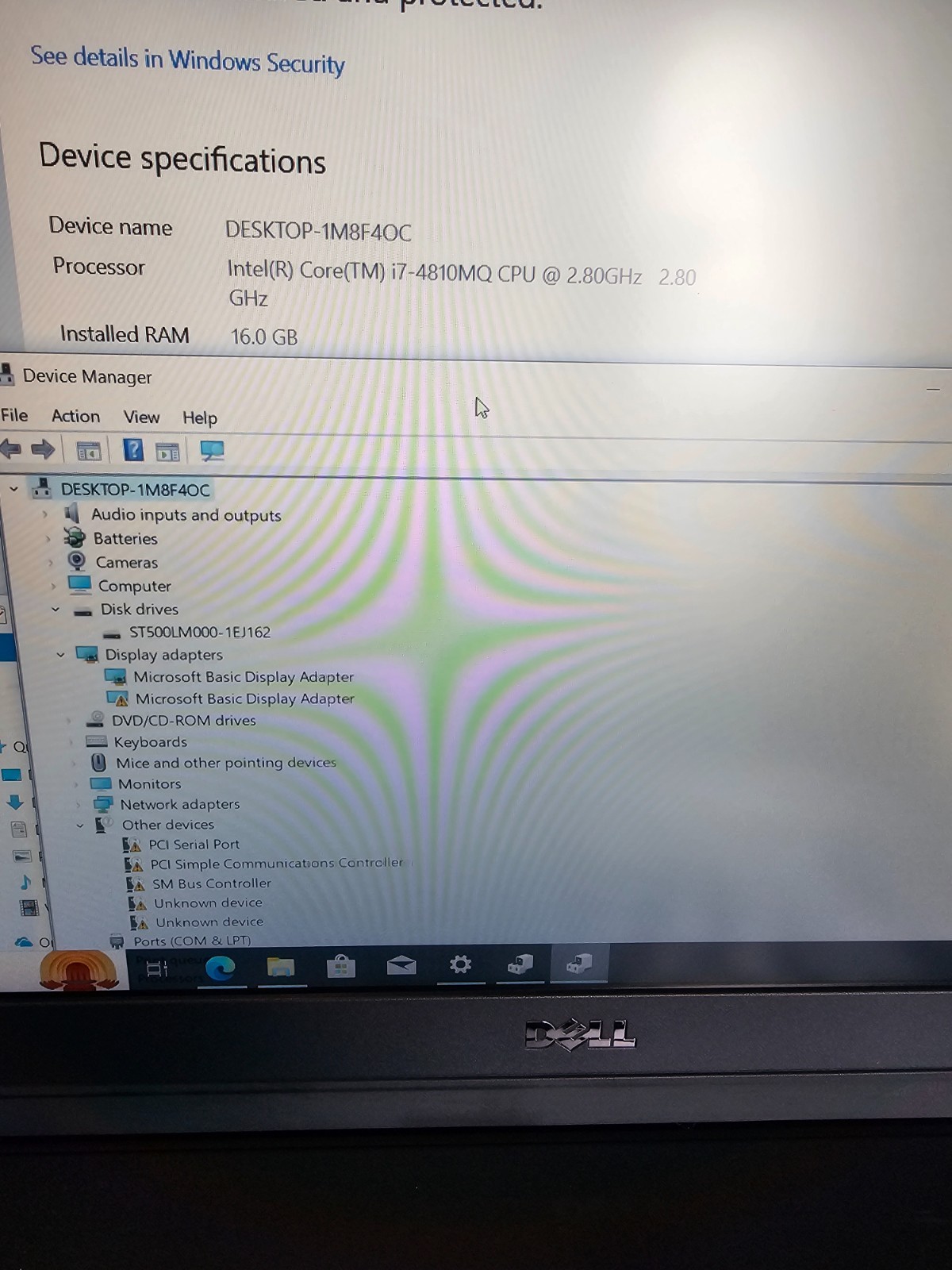 Dell Latitude E6540 Intel Core i7-4810QM 16GB 500GB HDD 1920×1080 Windows 10 Pro