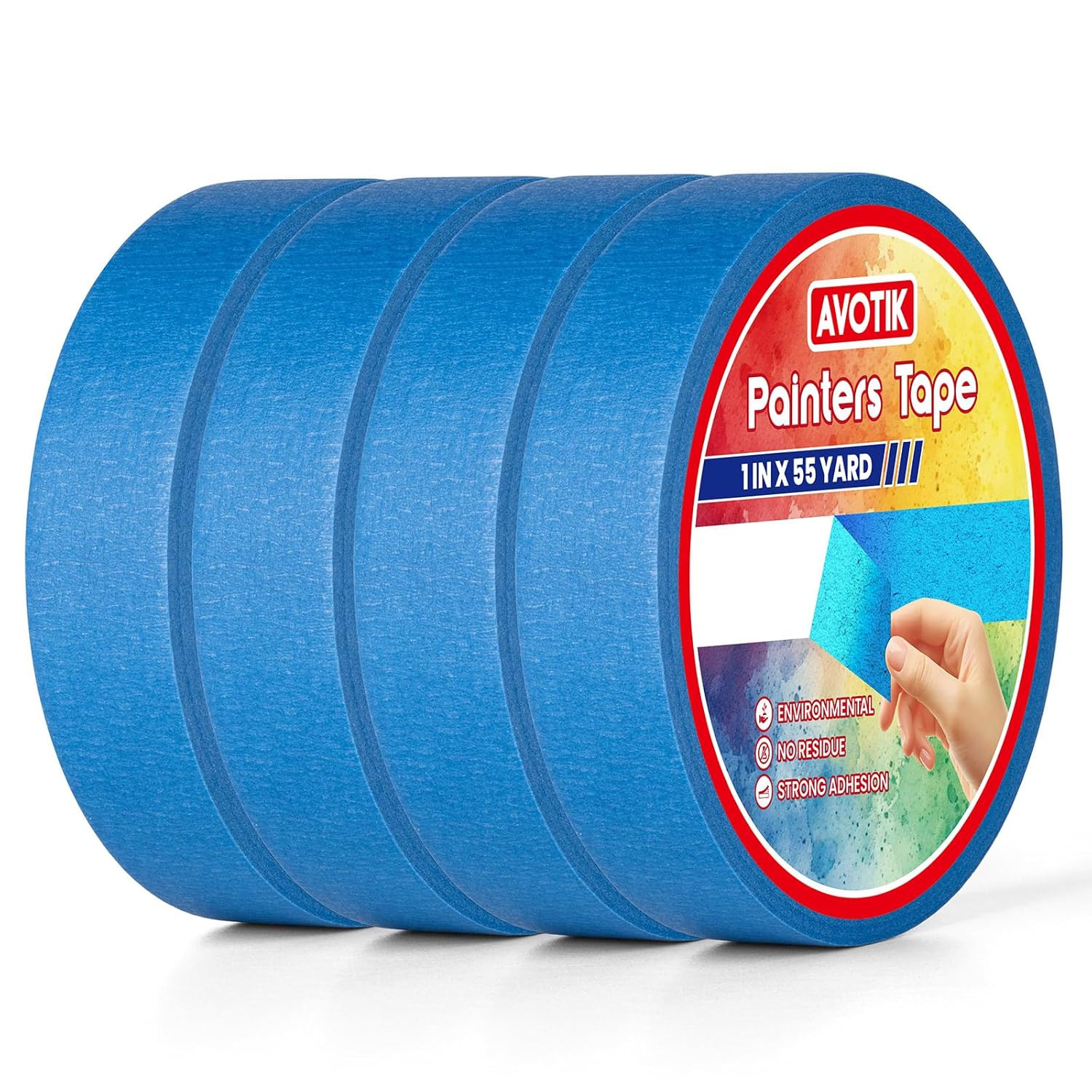 Blue Painters Tape 4 Rolls: Masking Tape 1 Inch Wide x 55 Yards – Painter’s Tape