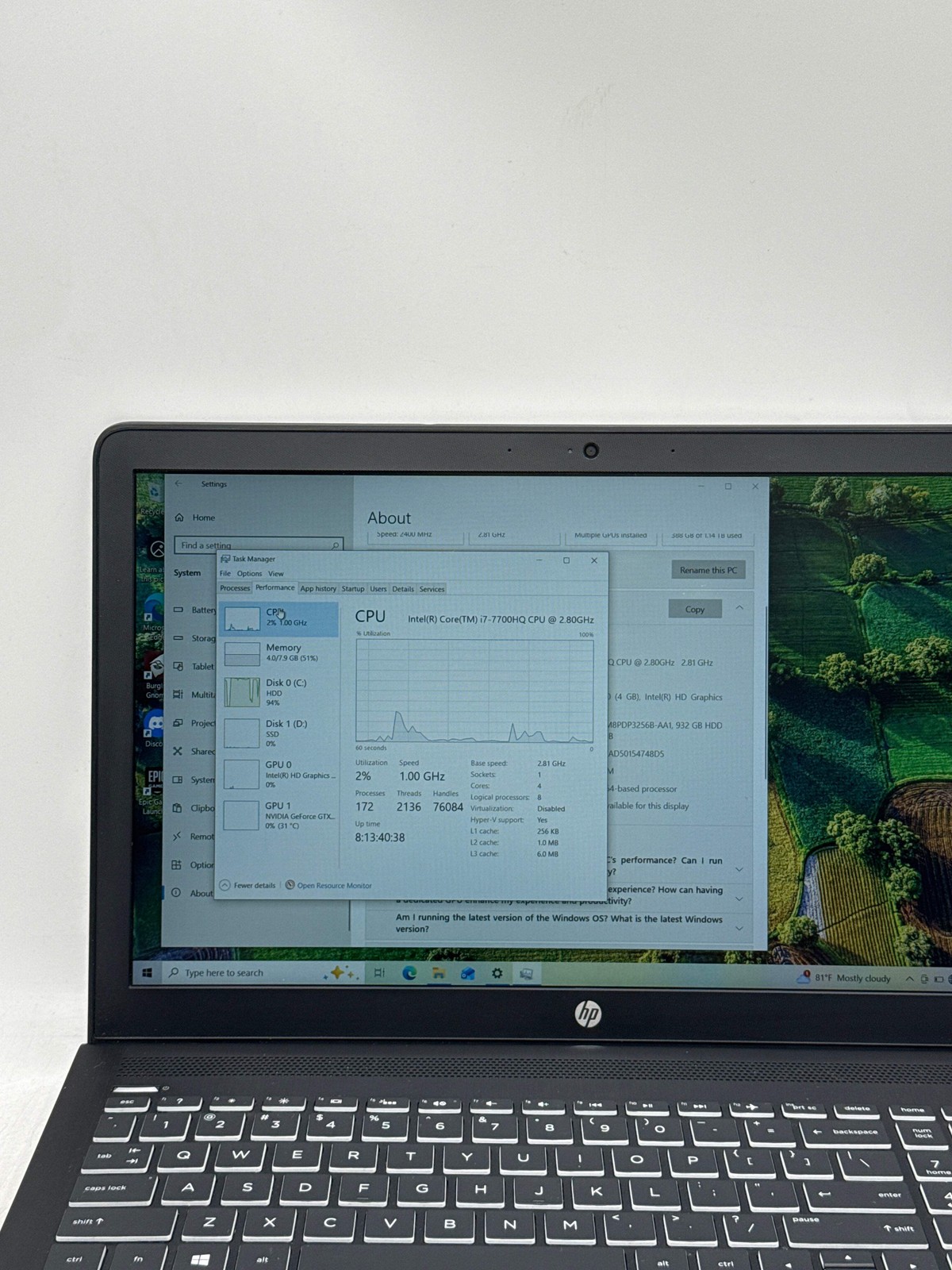 HP Pavilion Power Laptop i7-7700HQ 8GB RAM, 1 TB SSD, GTX 1050
