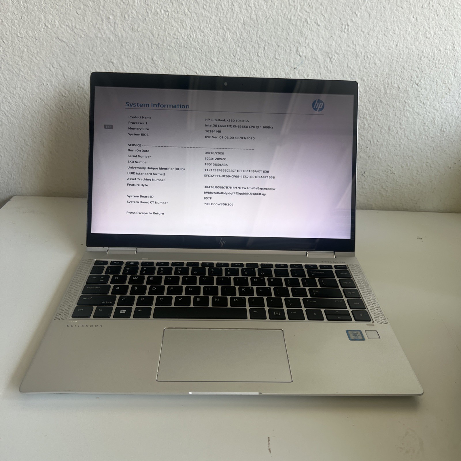 HP Elitebook X360 1040 G6 Core I5-8365U 1.6GHz 16GB RAM 512GB NO OS*** DENTS
