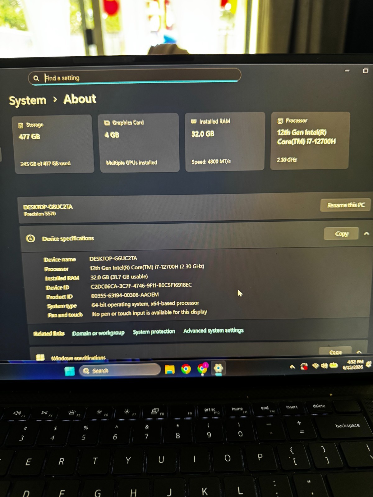 Dell Percision 5570 P91F 15.6″ i7-12700H 2.3GHz 32GB RAM 512GB SSD RTX A1000