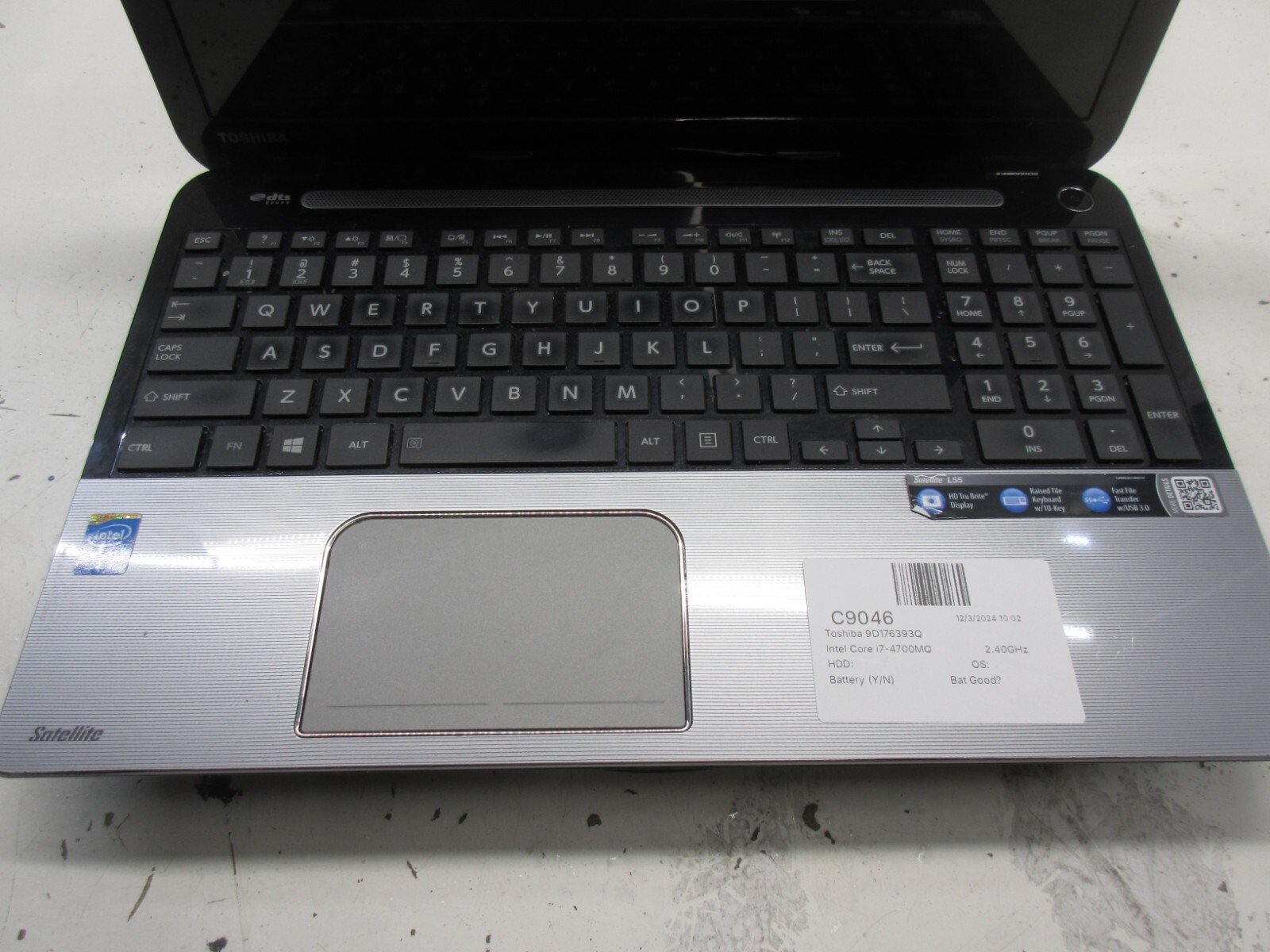 Toshiba Satellite L55-A5299 Intel Core i7-4700MQ 2.40GHz NO HDD No Batt