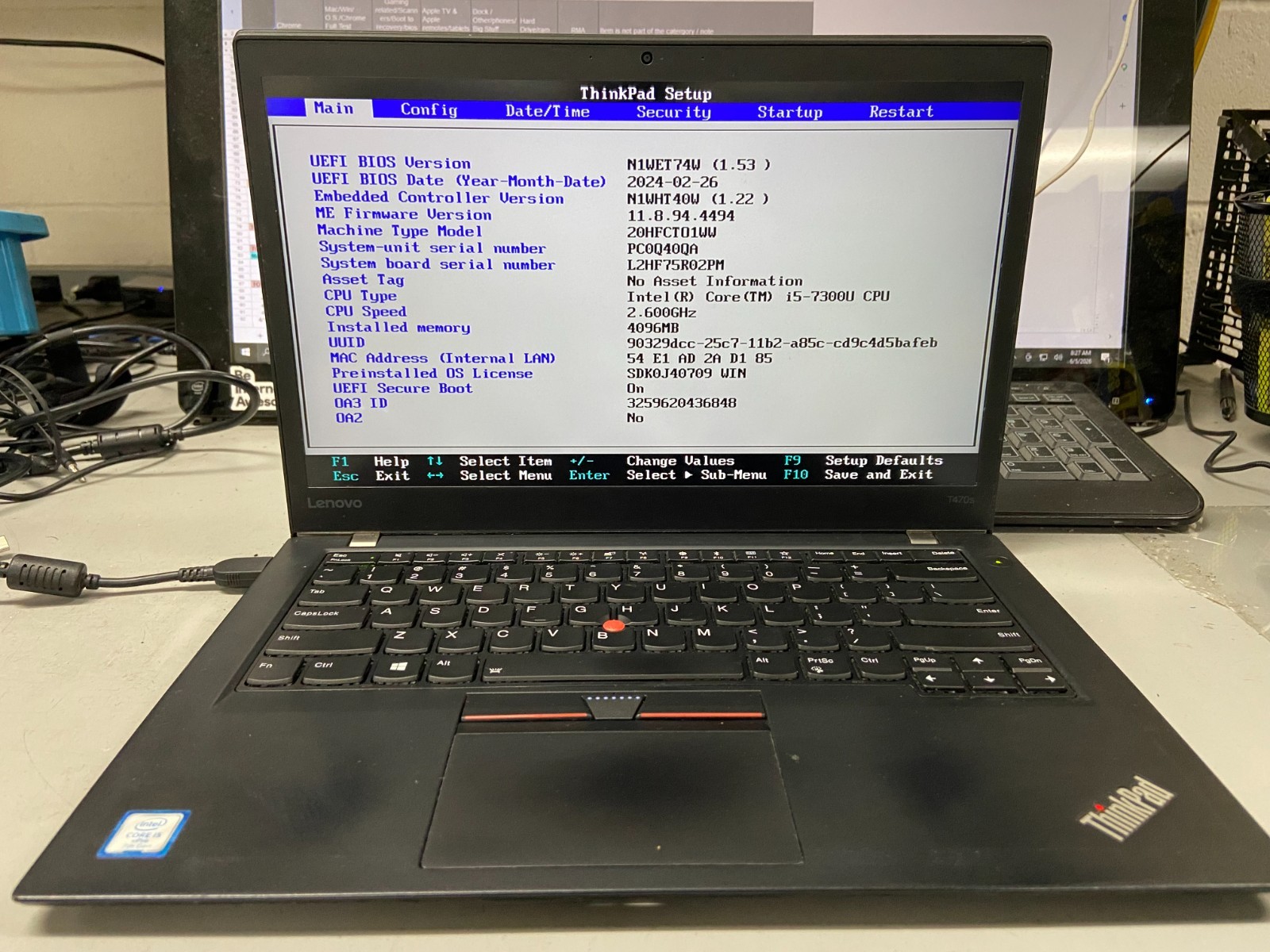 Lenovo ThinkPad T470S 14″ i5-7300U 4GB RAM *NO HDD/OS/COVER/BATT/AS IS* | LP520