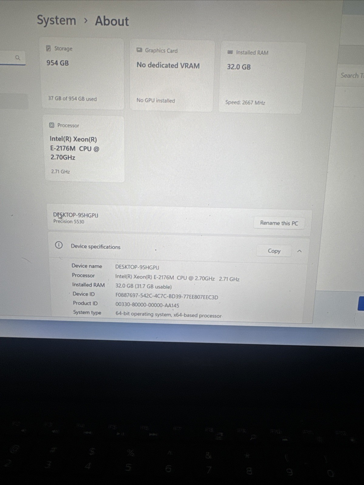 Dell Precision 5530 Xeon E-2176M @ 2.7GHz 32GB RAM 1TB SSD Win11 Pro