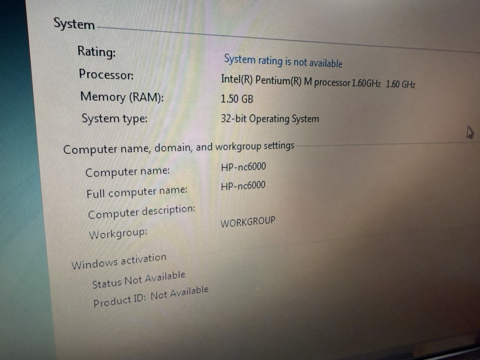 Vintage HP Compaq NC 6000 Business Laptop WinVista Buss #003