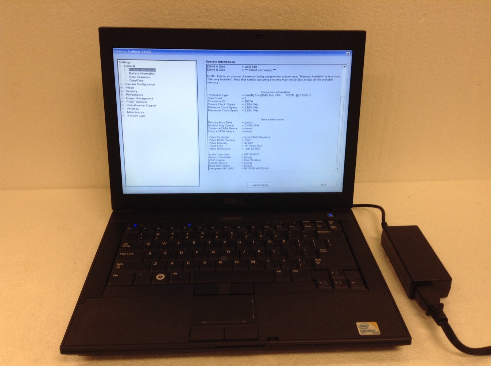 Dell Latitude E6400 Laptop 14″ Core 2 Duo P8700 2.53GHz 2GB, NO HDD, WORKING