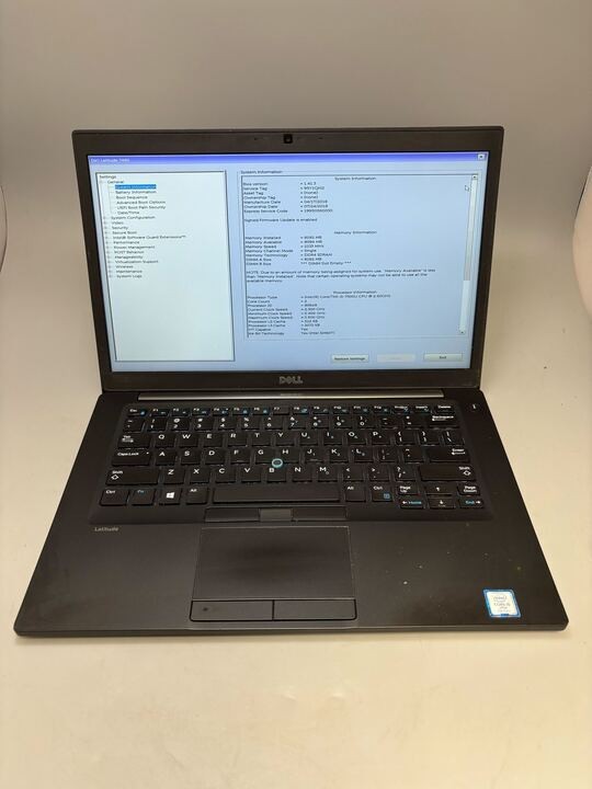 Dell Latitude 7480 14″ Laptop Intel i5-7300U @2.60GHz 8GB RAM NO HDD NO OS