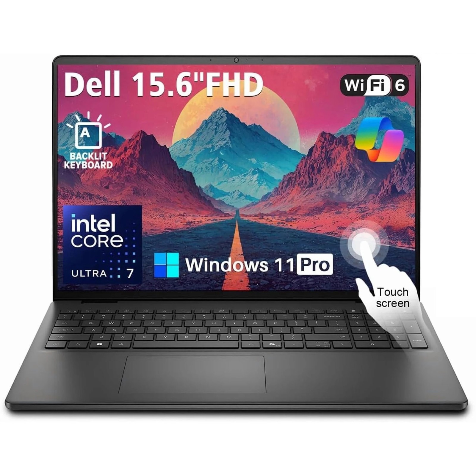 Dell 15.6” FHD Touchscreen Laptop,Intel Ultra 7 255U,16 GB DDR5 RAM, 1 TB SSD