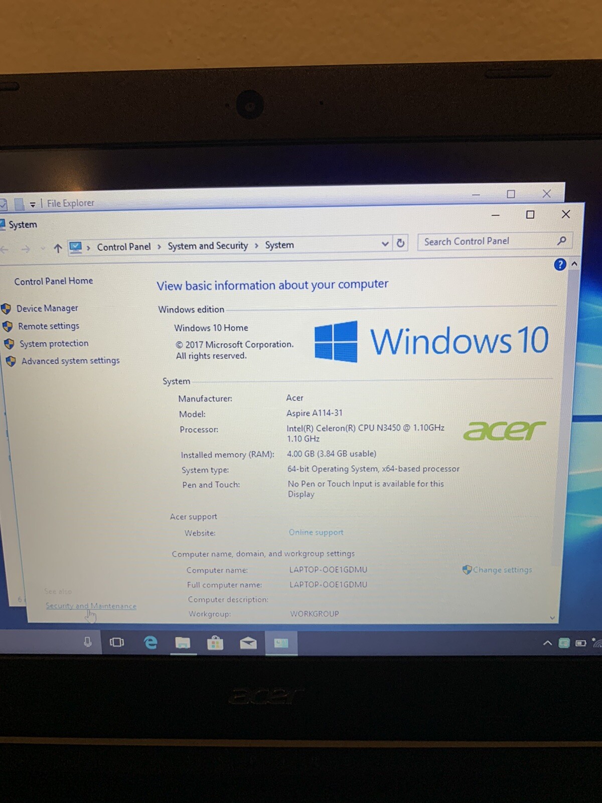 14″ Acer Aspire 1 A114-31-C4HH Laptop Celeron N3450 1.1GHz 4GB RAM 32GB