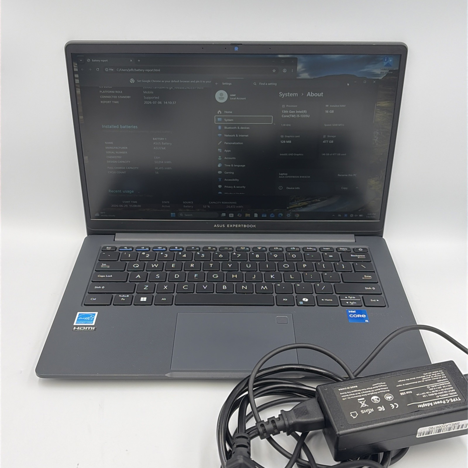 ASUS ExpertBook 14.5″ i5-1335U 16GB 512GB – 56 Cycles Excellent Condition – 8146