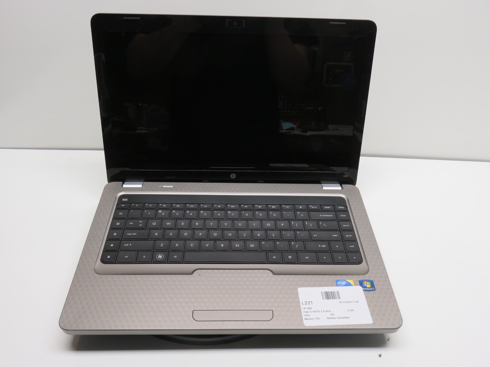 HP G62-465DX Laptop Intel Core i3-M370 4GB Ram No HDD or Battery