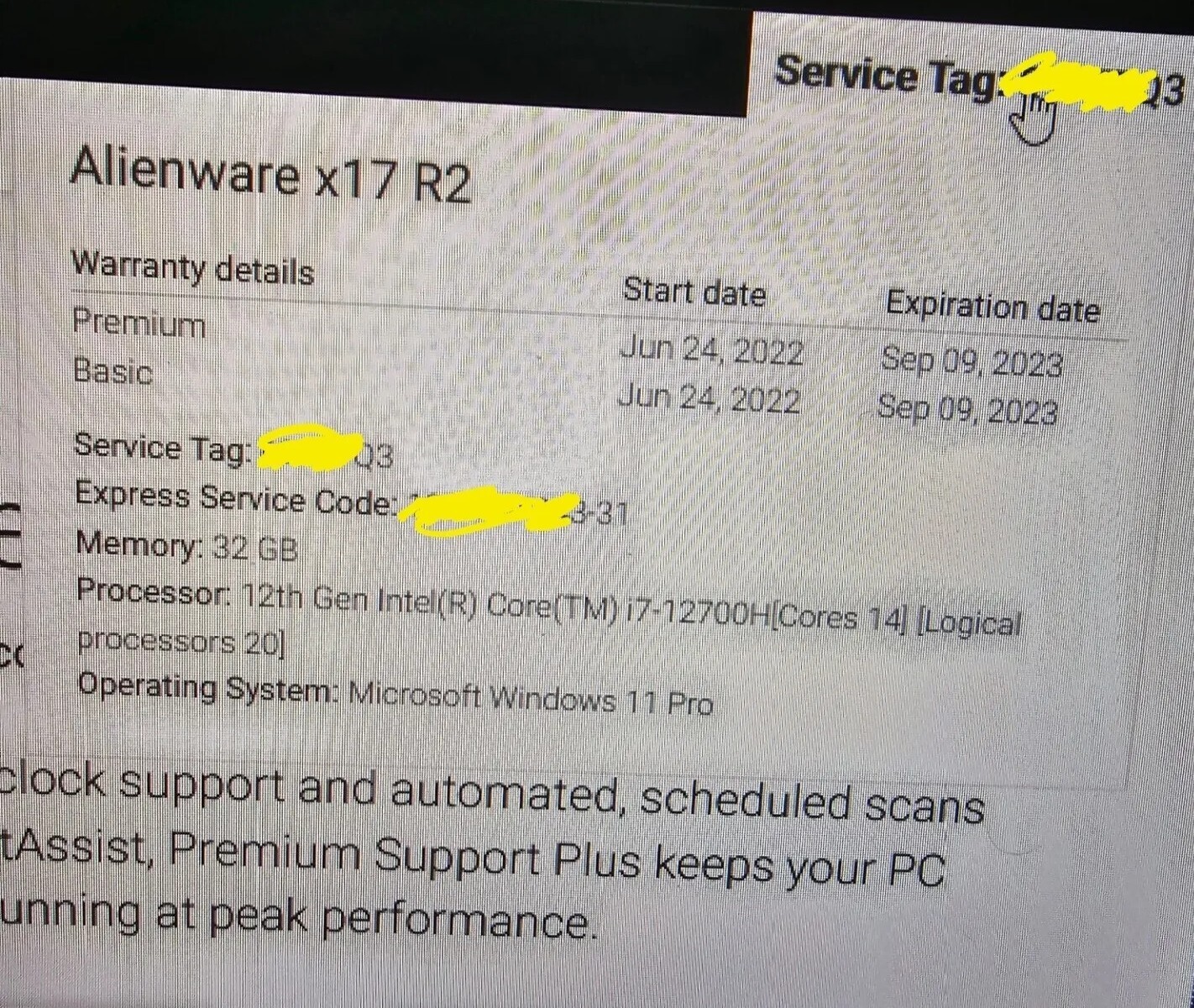 Alienware X17 R2 i7-12700H – 32GB DDR5 MEMORY – 1TB SSD – RTX 3070 Ti 360Hz