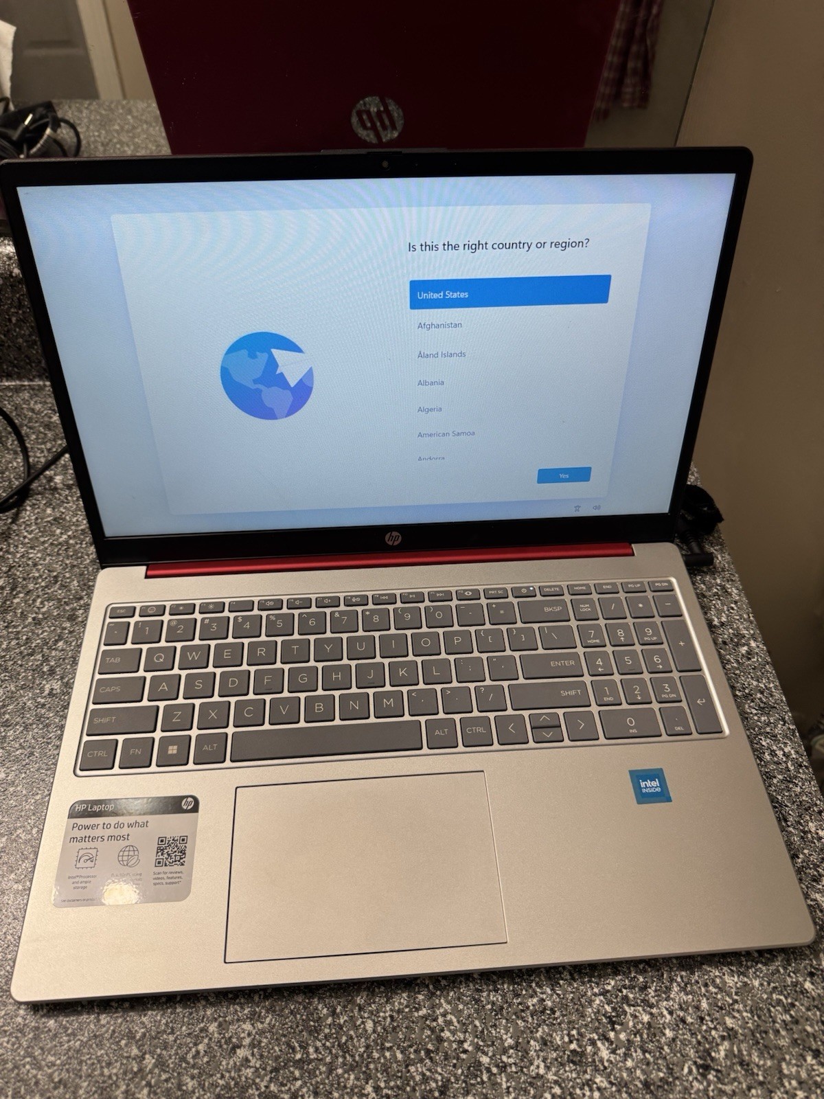 HP 15.6in Laptop Intel Pentium 4GB RAM 128GB SSD Win 10 FHD Red/Silver