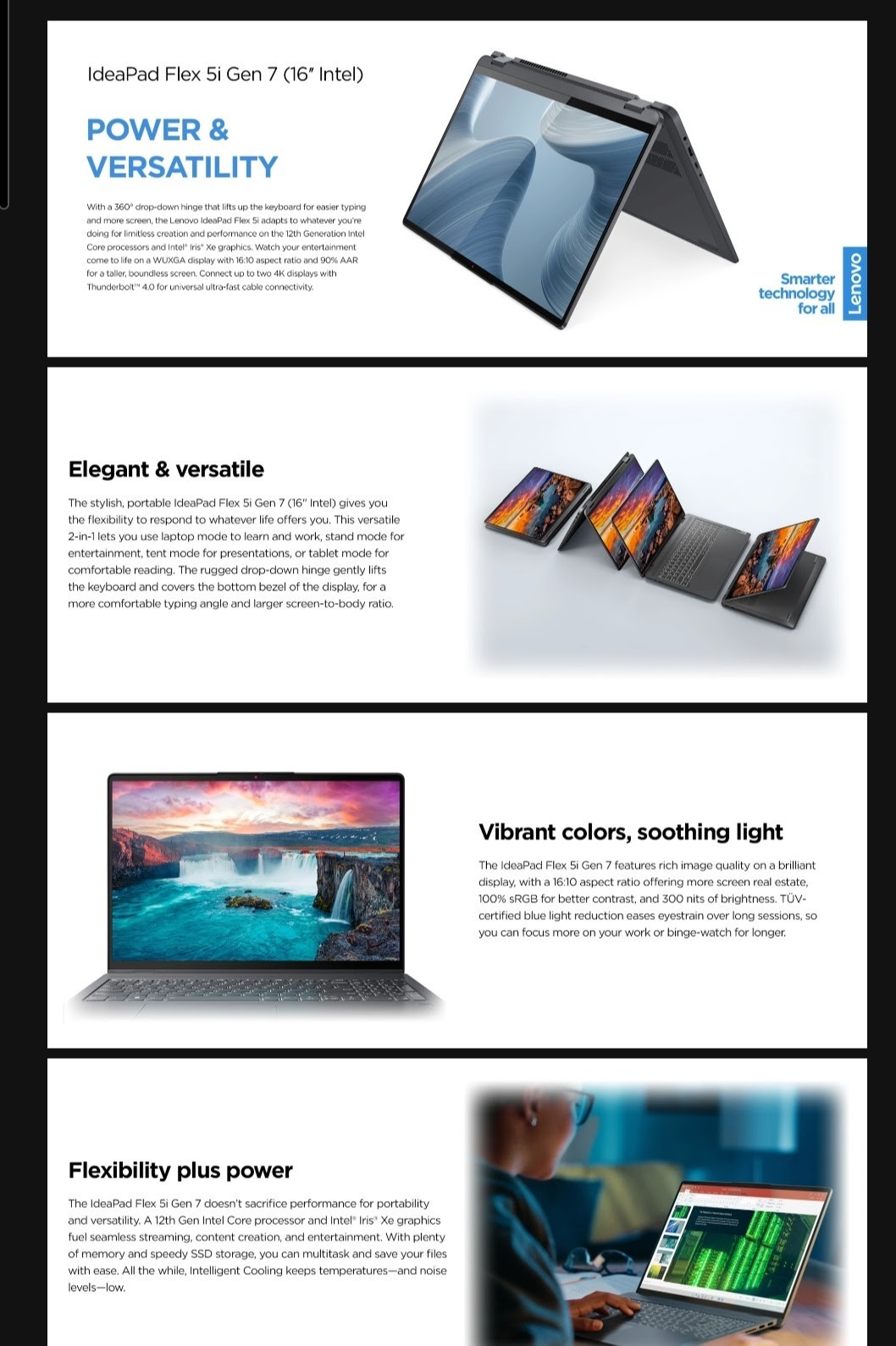 Lenovo Flex 5 2-in-1 16″ 2.5K Touch i7 16GB RAM 1TB Windows 11 w/Case & Box Mint